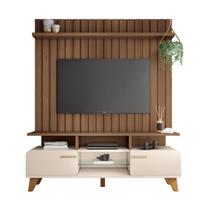 Bancada de Tv Pisa Com Painel até 60 Polegadas de 160x155 - Off White Castanho - EdeCasaMoveis