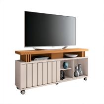 Bancada Decorativa Briz 1.3 Porta Deslizante TV até 50 Pol Off White/Cinamomo G26 - HB Móveis