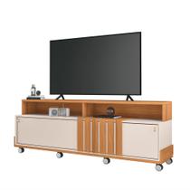Bancada Decorativa Graci TV até 70 Pol Ripada MDP/MDF Pés Rodízio Cinamomo/Off White G26 - HB Móveis