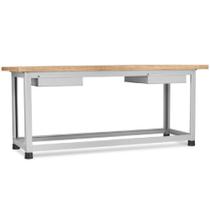 Bancada desmontável com 2 gavetas e tampo em compensado pinus envernizado - BM-E Bancada desmontável com 2 gavetas e tampo em compensado pinus envernizado - BM-E