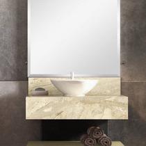 Bancada em Porcelanato para Banheiro 60cm Max para Cuba de Apoio Bege/Travertino Bancada em Porcelanato para Banheiro 60cm Max para Cuba de Apoio Bege/Travertino