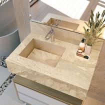Bancada em Porcelanato para Banheiro 80cm Max com Cuba Esculpida Bege/Travertino
