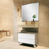 Bancada em Porcelanato para Banheiro 80cm Pró com Cuba Esculpida Bege/Travertino Bancada em Porcelanato para Banheiro 80cm Pró com Cuba Esculpida Bege/Travertino