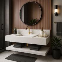 Bancada em Porcelanato para Banheiro Completa Alto Padrão 100cm Com Cuba Esculpida Bancada em Porcelanato para Banheiro Completa Alto Padrão 100cm Com Cuba Esculpida