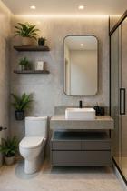 Bancada em Porcelanato Para Banheiro Completo Alto Padrao 100cm Sem Cuba