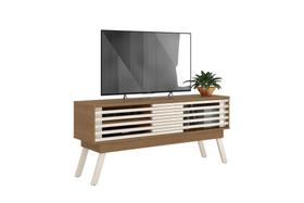 Bancada Frizz 1.5 Naturale Off White para TV até 65 Polegadas com 2 Portas Deslizantes Liberty Móveis