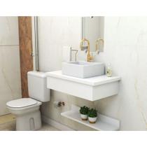 Bancada Gabinete Para Banheiro Com 1 Prateleira MDF Armazenamento Multiuso Suspenso 70cm
