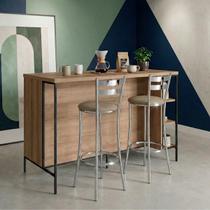 Bancada Gourmet Ilha Industrial Mel/Arenas Com 2 Banquetas Jade Mel/Arenas/Capuccino