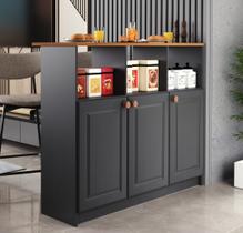 Bancada Ilha 3 Portas Com Nicho 6206 Cinza com Freijó Rede Móveis