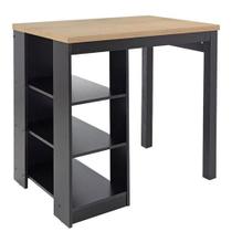 Bancada Ilha Cozinha 3 Prateleiras 90x60 Cm Cd1022 Dtall Preto Preto