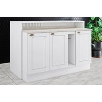 Bancada Ilha Cozinha Gourmet Americana c/ 3 Portas 145cm Branco - Henn