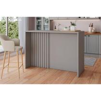 Bancada Ilha Cozinha Gourmet Americana c/ 3 Portas 145cm Cinza - Henn