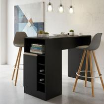 Bancada Ilha de Cozinha Americana Gourmet 136cm MDP 0535 Menu Móveis Preto