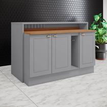 Bancada Ilha Gourmet 146cm 100% MDF com Tampo e Balcão Porta Toalha Cinza/Nature Americana Bancada Ilha Gourmet 146cm 100% MDF com Tampo e Balcão Porta Toalha Cinza/Nature Americana