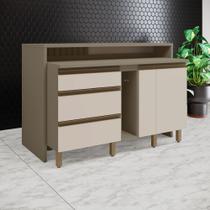 Bancada Ilha Gourmet Ripada com Balcão 1 Porta 3 Gavetas em MDF Connect Henn Bancada Ilha Gourmet Ripada com Balcão 1 Porta 3 Gavetas em MDF Connect Henn