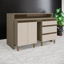 Bancada Ilha Gourmet Ripada com Balcão 2 Portas 3 Gavetas em MDF Connect Henn Bancada Ilha Gourmet Ripada com Balcão 2 Portas 3 Gavetas em MDF Connect Henn