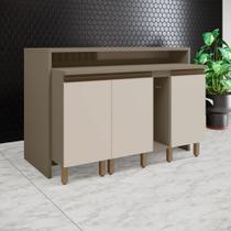 Bancada Ilha Gourmet Ripada com Balcão 3 Portas em MDF Connect Henn Bancada Ilha Gourmet Ripada com Balcão 3 Portas em MDF Connect Henn