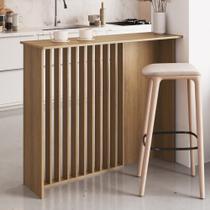 Bancada Ilha para Cozinha 120cm com Painel Ripado Bahia BC1200 Cor Mel - Art In Móveis