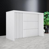 Bancada Ilha Ripado Gourmet Design Contemporâneo Branco