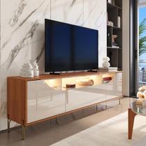 Bancada Imperiale para TV até 75” com LED Portas em MDF Usinado Pés de Ferro Gaveta Telescópica Bancada Imperiale para TV até 75” com LED Portas em MDF Usinado Pés de Ferro Gaveta Telescópica