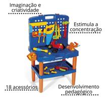 Bancada maleta de ferramentas brinquedo infantil 45 peças - MBBIMPORTS