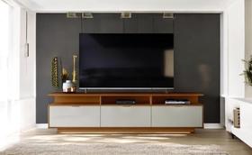 Bancada Marrocos com 3 Portas P/ Tvs Até 75" - Jequitiba/Off White Perolizado - Lukaliam