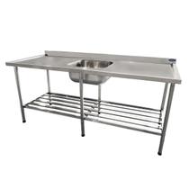 Bancada Mesa 200x70 Inox 430 Com 1 Cuba 50x40x25 Com Grade Inferior - Imeca 6814