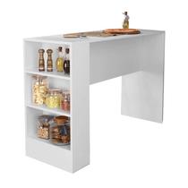 Bancada Mesa De Cozinha Gourmet 3 Prateleiras Cor Branco Arte Cas