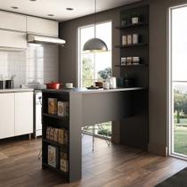 Bancada Mesa Gourmet Cozinha Preta 1,50m c/ Painel - Linha SUPREMA Luciane