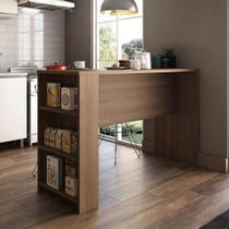 Bancada Mesa Gourmet Nogueira 1,50cm x 97cm com 3 Prateleiras Suprema Luciane Moveis