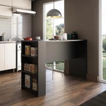 Bancada Mesa Gourmet Preto TX 1,50cm x 97cm com 3 Prateleiras Suprema Luciane Moveis