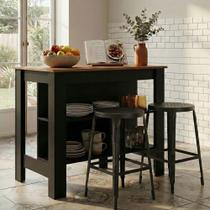 Bancada Mesa/ilha De Cozinha Gourmet Menu Móveis Preto