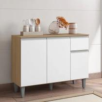 Bancada P/ Cozinha Vanessa Amêndoa/Branco C/Tampo 3 Portas 1 Gaveta - AJL Móveis Bancada P/ Cozinha Vanessa Amêndoa/Branco C/Tampo 3 Portas 1 Gaveta - AJL Móveis