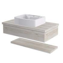 Bancada para Banheiro 80cm com Cuba Aria e Prateleira 805W Metrópole Branco/Snow Bancada para Banheiro 80cm com Cuba Aria e Prateleira 805W Metrópole Branco/Snow