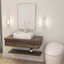 Bancada para Banheiro 80cm com Cuba Aria e Prateleira 805W Metrópole