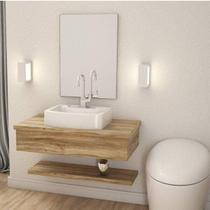 Bancada para Banheiro 80cm com Cuba Aria e Prateleira 805W Metrópole