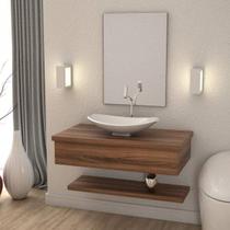 Bancada para Banheiro 80cm com Cuba Canoa L45 e Prateleira 805W Metrópole