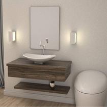 Bancada para Banheiro 80cm com Cuba Canoa L45 e Prateleira 805W Metrópole