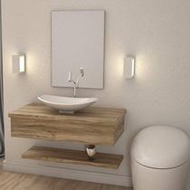 Bancada para Banheiro 80cm com Cuba Canoa L45 e Prateleira 805W Metrópole
