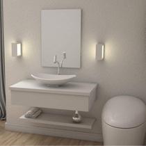 Bancada para Banheiro 80cm com Cuba Canoa L45 e Prateleira 805w Metrópole