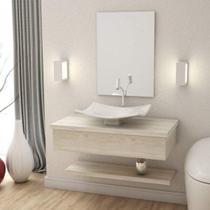 Bancada para Banheiro 80cm com Cuba Folha F44 e Prateleira 805W Metrópole