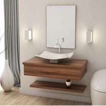 Bancada para Banheiro 80cm com Cuba Folha F44 e Prateleira 805w Metrópole