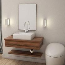 Bancada para Banheiro 80cm com Cuba Q39 e Prateleira 805W Metrópole