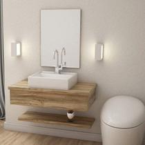 Bancada para Banheiro 80cm com Cuba Q39 e Prateleira 805w Metrópole