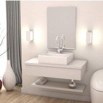 Bancada para Banheiro 80cm com Cuba Q39 e Prateleira 805w Metrópole