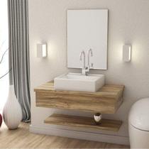 Bancada para Banheiro 80cm com Cuba Q39 Prateleira e Espelheira 806W Metrópole Bancada para Banheiro 80cm com Cuba Q39 Prateleira e Espelheira 806W Metrópole