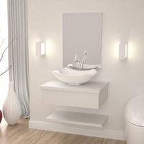 Bancada para Banheiro com Cuba Abaulada L42 Prateleira e Espelheira 606w Metrópole