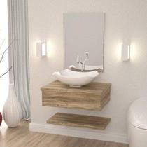 Bancada para Banheiro com Cuba Abaulada L42 Prateleira e Espelheira 606w Metrópole