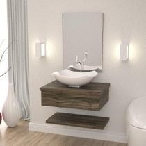 Bancada para Banheiro com Cuba Abaulada L42 Prateleira e Espelheira 606w Metrópole