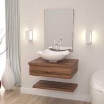 Bancada para Banheiro com Cuba Abaulada L42 Prateleira e Espelheira 606w Metrópole Bancada para Banheiro com Cuba Abaulada L42 Prateleira e Espelheira 606w Metrópole